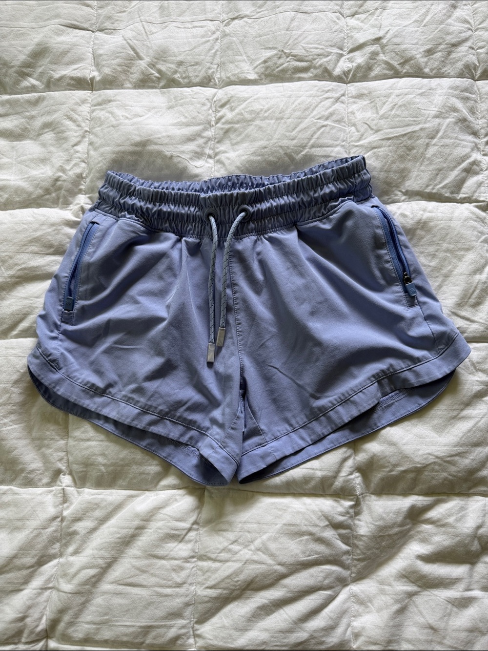 Athleta Light Lavender Elastic-Waist Athletic Shorts with Zip Pockets